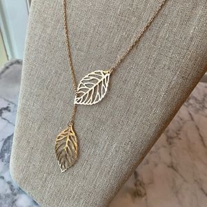 Gold Double Leaf Necklace